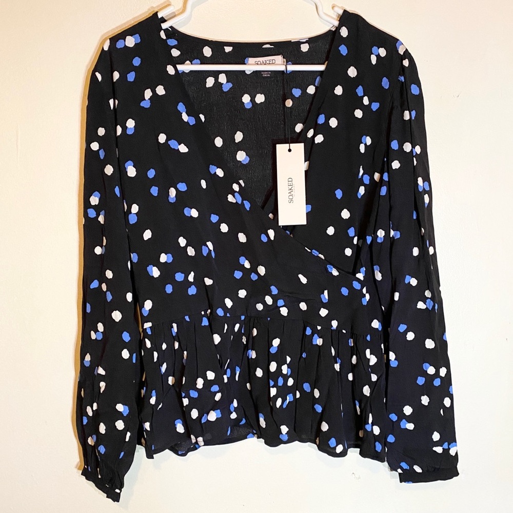 NWT FLOWY POLKA DOT TOP / BLOUSE | SOAKED